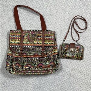 Sakroots Artists Circle Bag Crossbody Messenger Convertible Backpack Wallet Set